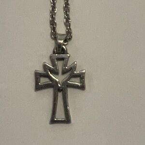 James Avery Deep Holy Spirit Descending Dove Sterling Silver Cross Necklace